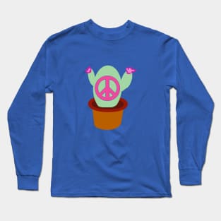 Bold and Bright Peace Sign Cactus Long Sleeve T-Shirt